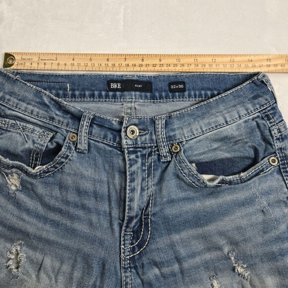 Buckle‎ BKE Alec Distressed Thick Stitch Straight Blue Men 32X30 (29x29) Stretch - Picture 5 of 12